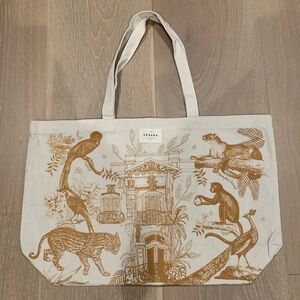 Sezane muslin woven printed tote